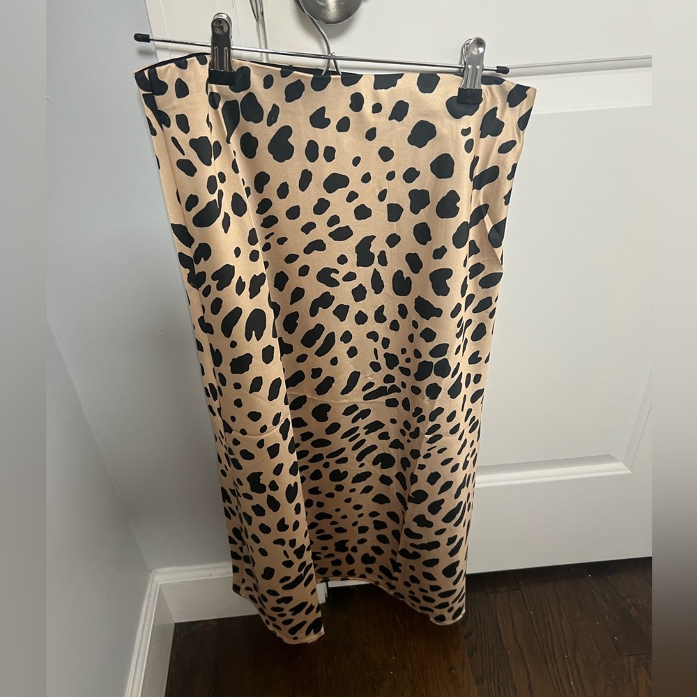 Midi printed silk skirt